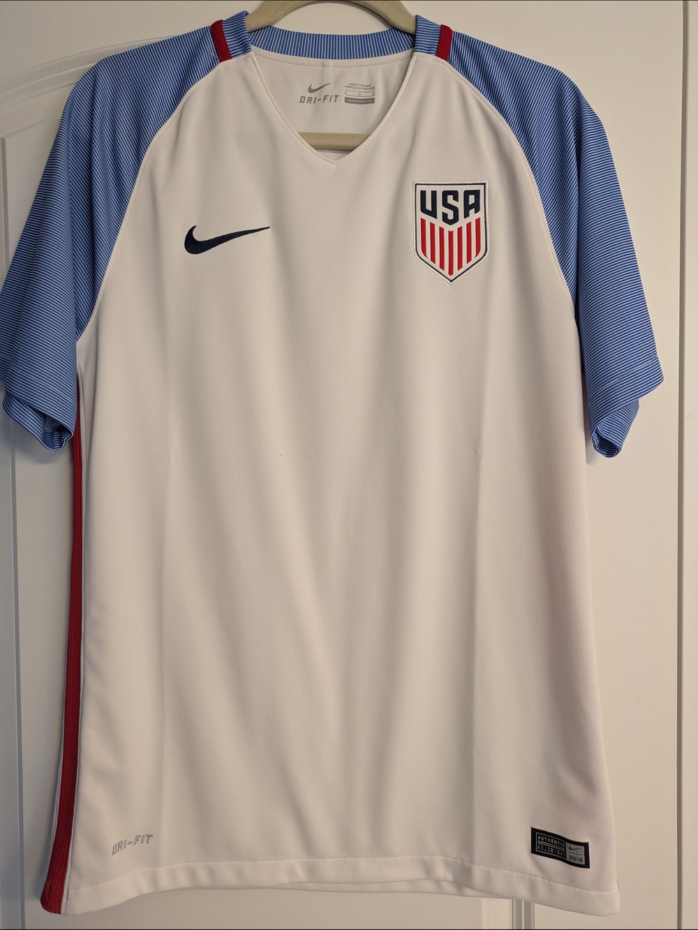 Nike USA Soccer Jersey - White with Blue and Red Accents